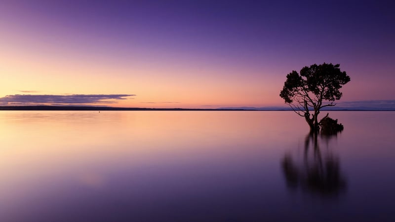Mindful breathing at sunset